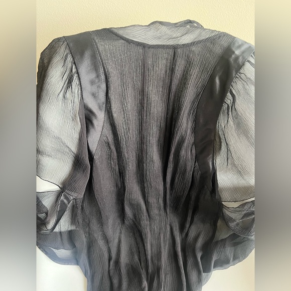 PRADA Black Sheer Silk Blouse Top - Picture 12 of 15